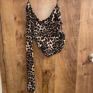 Elegant Leopard Print Asymmetrical Blouse